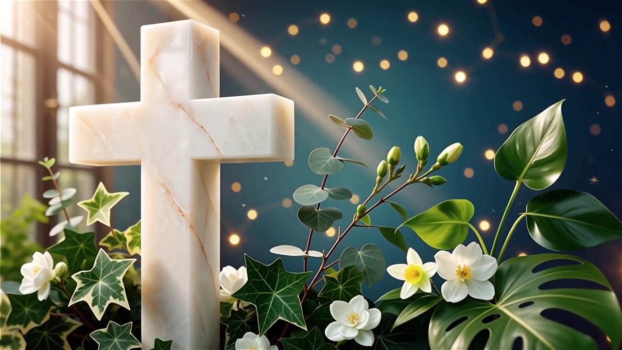 Cruz Cristiana con Luz Celestial, Fondo para Adoración.