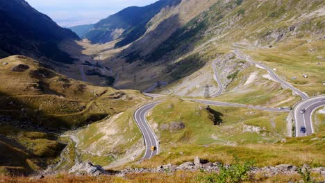 view of the well known transfagarasan road, in romania, on a sunny summer day