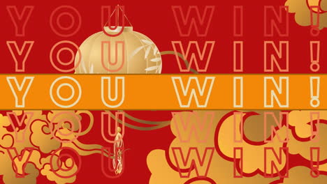 animation of you win over colorful graphics and shapes