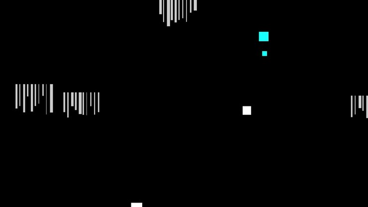 Abstrakte digitale Glitch-Animation mit sich bewegenden geometrischen Formen und Linien