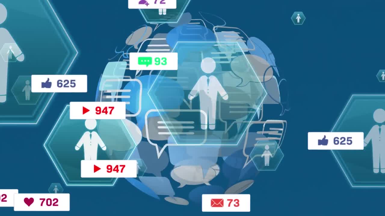 미디어 아이콘의 애니메이션과 음성 거품의 전 세계