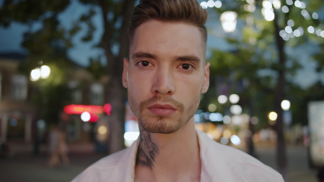 Young Man Portrait in City at Night