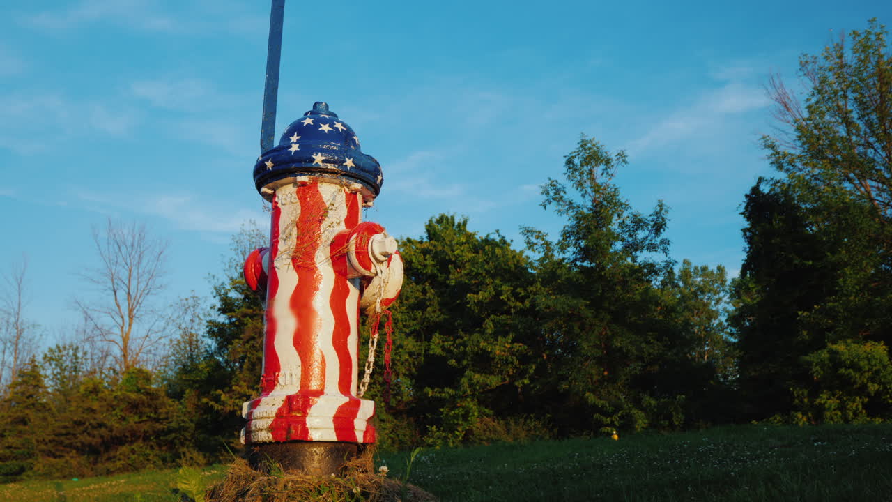 boca de incendios pintada al estilo de la bandera de estados unidos