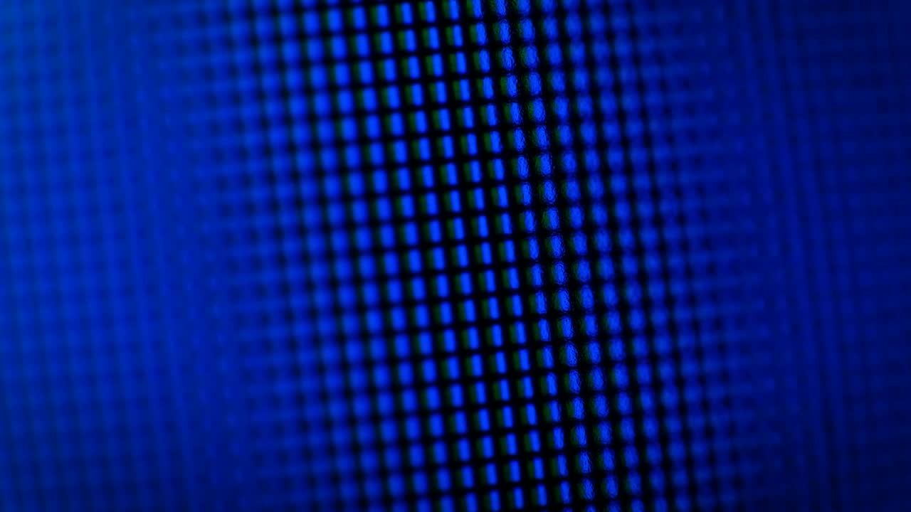 Randomly flashing bright patterns of multicolored matrix pixels