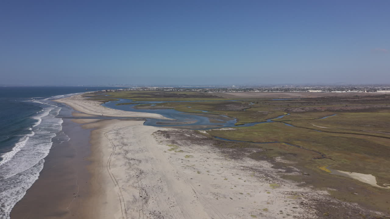 Nature Scene At Tijuana River Estuary In Imperial Beach. Tijuana river flows into the Pacific Ocean