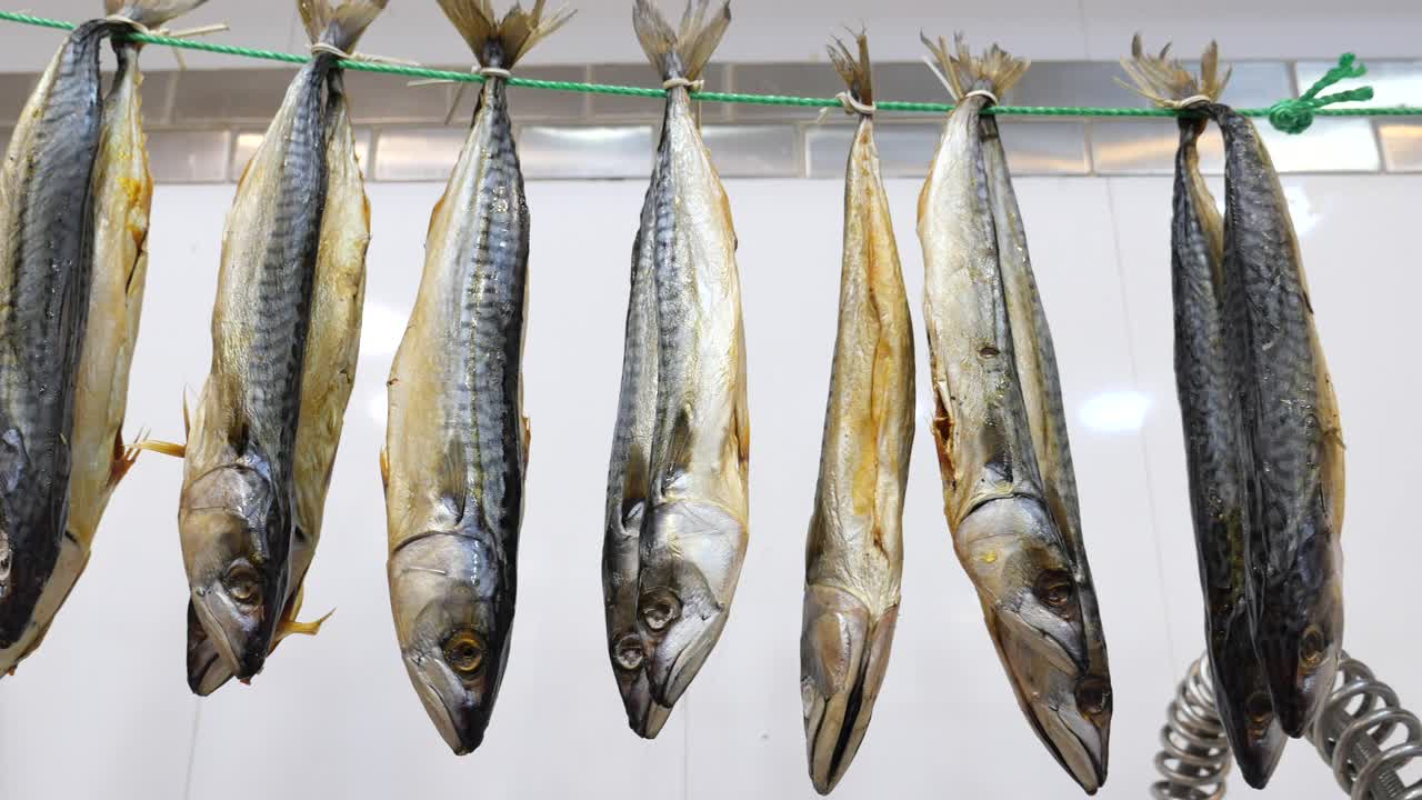 Dried Mackerel Hanging for Sale