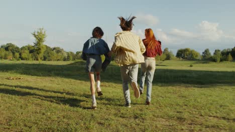 friends running in a park