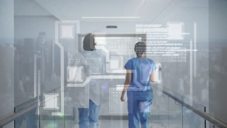 animación de la interfaz digital sobre dos médicos en funcionamiento