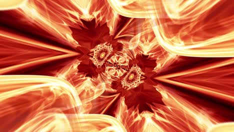 abstract hypnosis fire kaleidoscope patterns. 4k seamless loop chaos geometric animation background. animation of an abstract shining and looping fantasy fire fusion wave pattern design background.