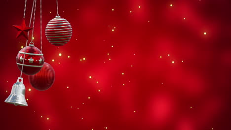 animation of baubles and spots of light falling on red background