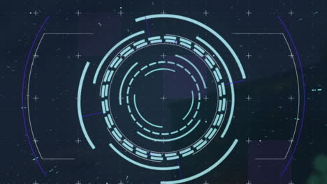animation of scope scanning over round scanner against tall buildings