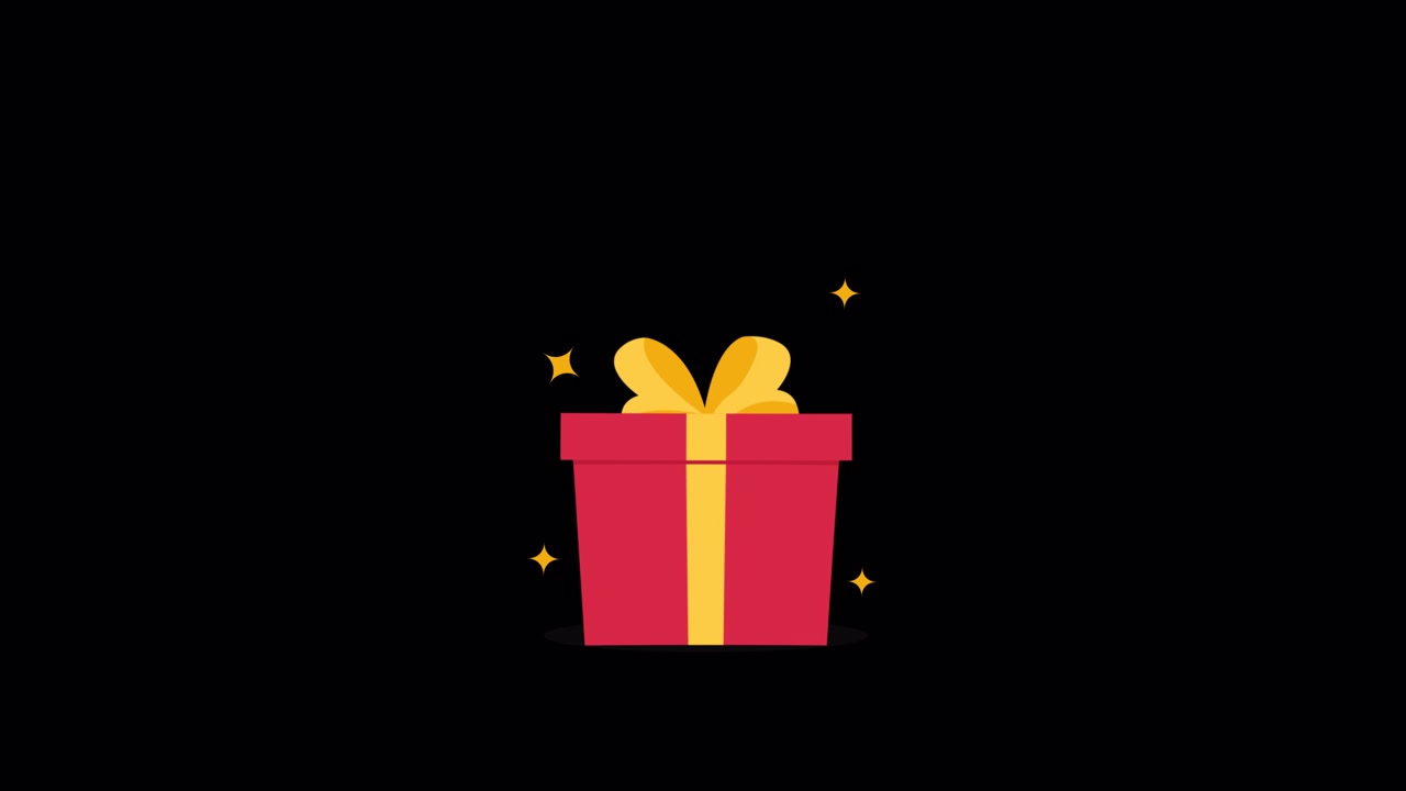 Animated Red Gift Box Opening and Closing on Black Background