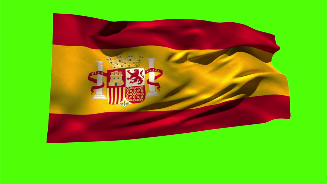 Spain national flag blowing in the breeze