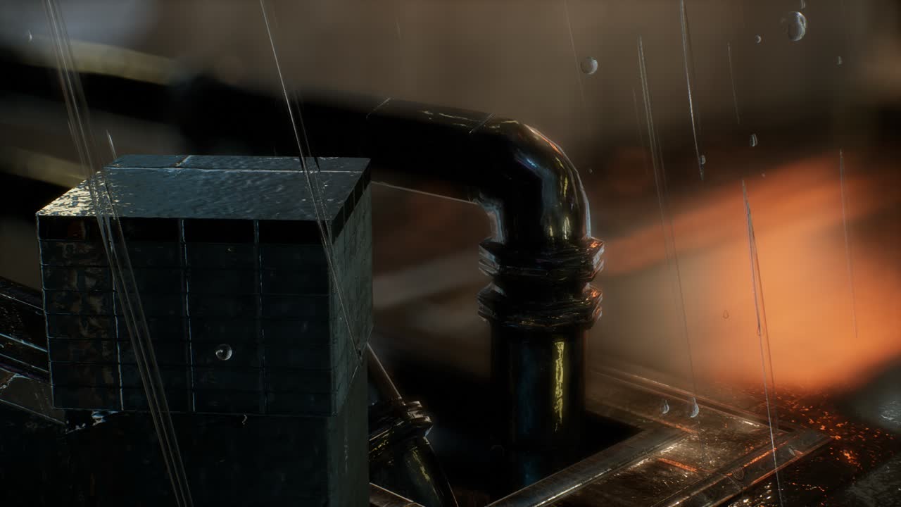 비가 오는 밤에 구시가지의 거리