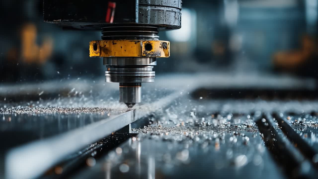 Produzione di precisione: Catturare il processo intricato di una macchina CNC in azione, scolpire il metallo con alta accuratezza e creare dettagli raffinati tramite la lavorazione.