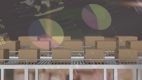 procesamiento de datos estadísticos contra múltiples cajas de entrega en la cinta transportadora