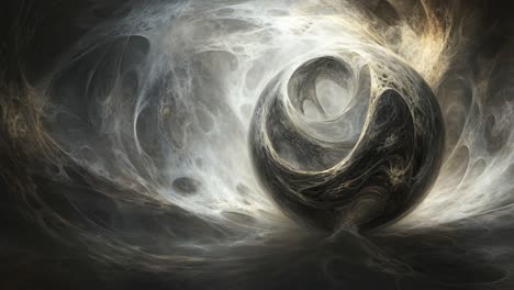 abstract sphere in a flowing liquid