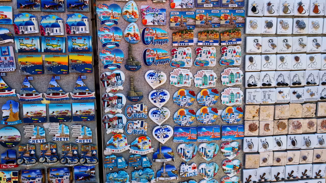 Crete and Chania Souvenirs: A Colorful Display of Greek Travel Magnets