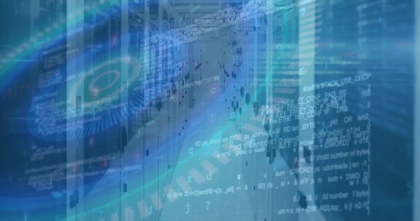 Animation of data processing over server room