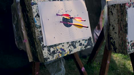 archery target with arrows