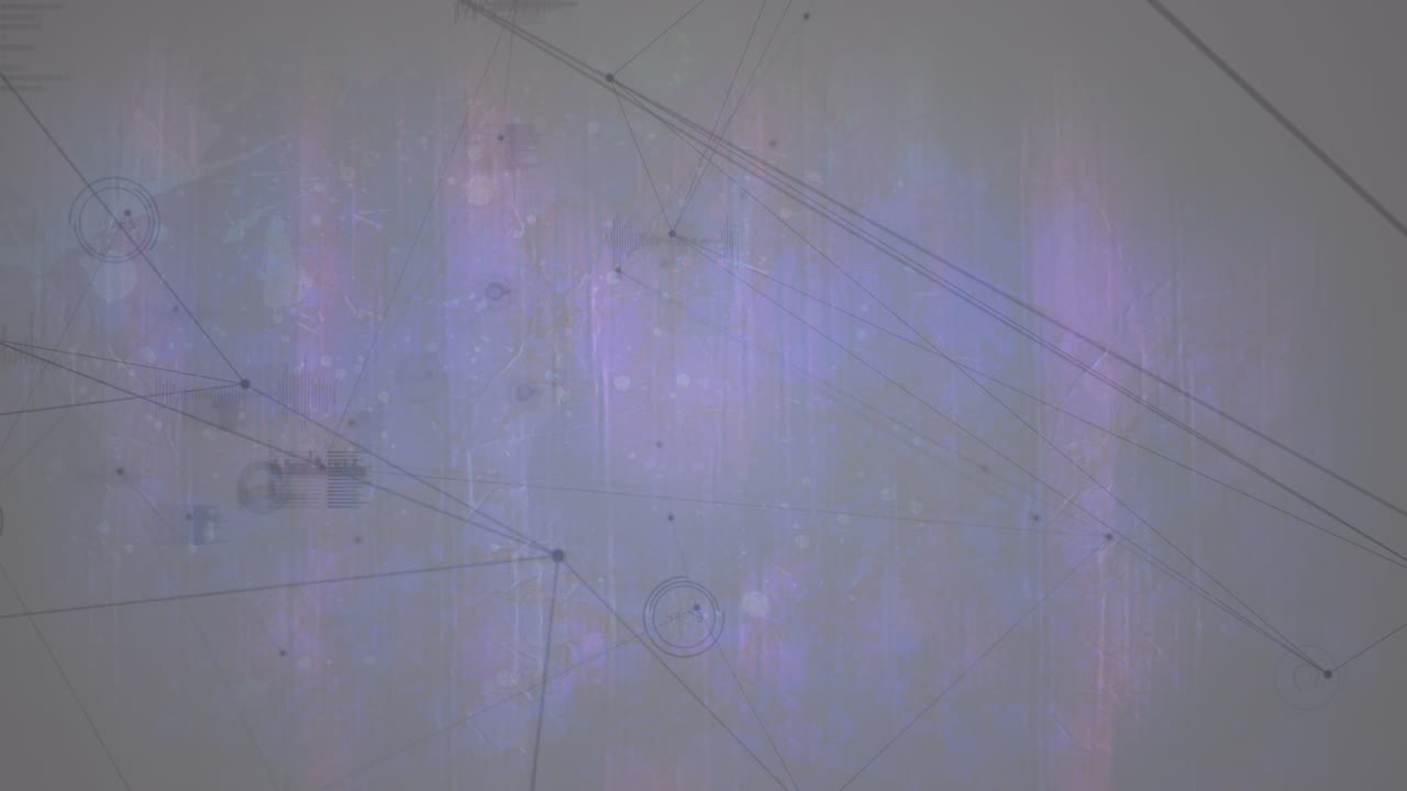 디지털 인터페이스의 점들을 연결하는 선으로 데이터 처리의 애니메이션