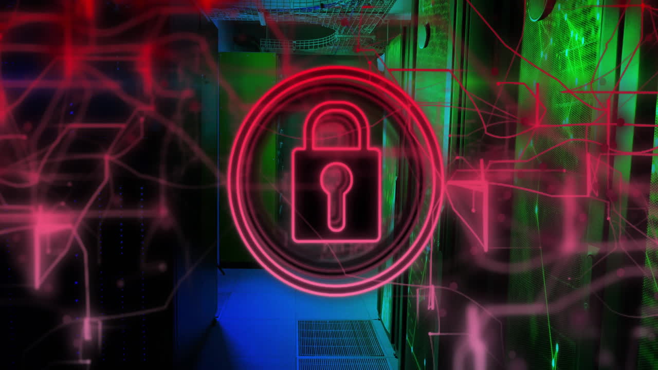 animación del icono del candado sobre la sala del servidor