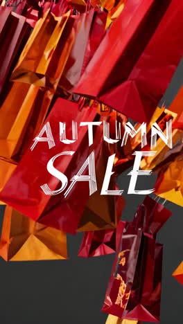 dynamic video showcasing autumn sale with vibrant, angled shot of colorful shopping bags