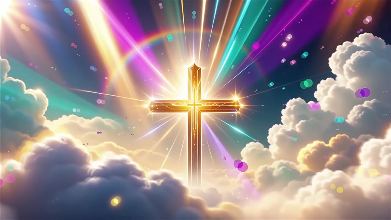 Christian Cross Heavenly Light Worship Background