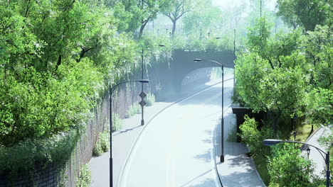 empty asphalt road in city with trees