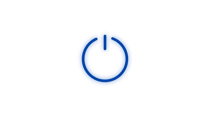 Blue Power Button Icon Drawing on White Background