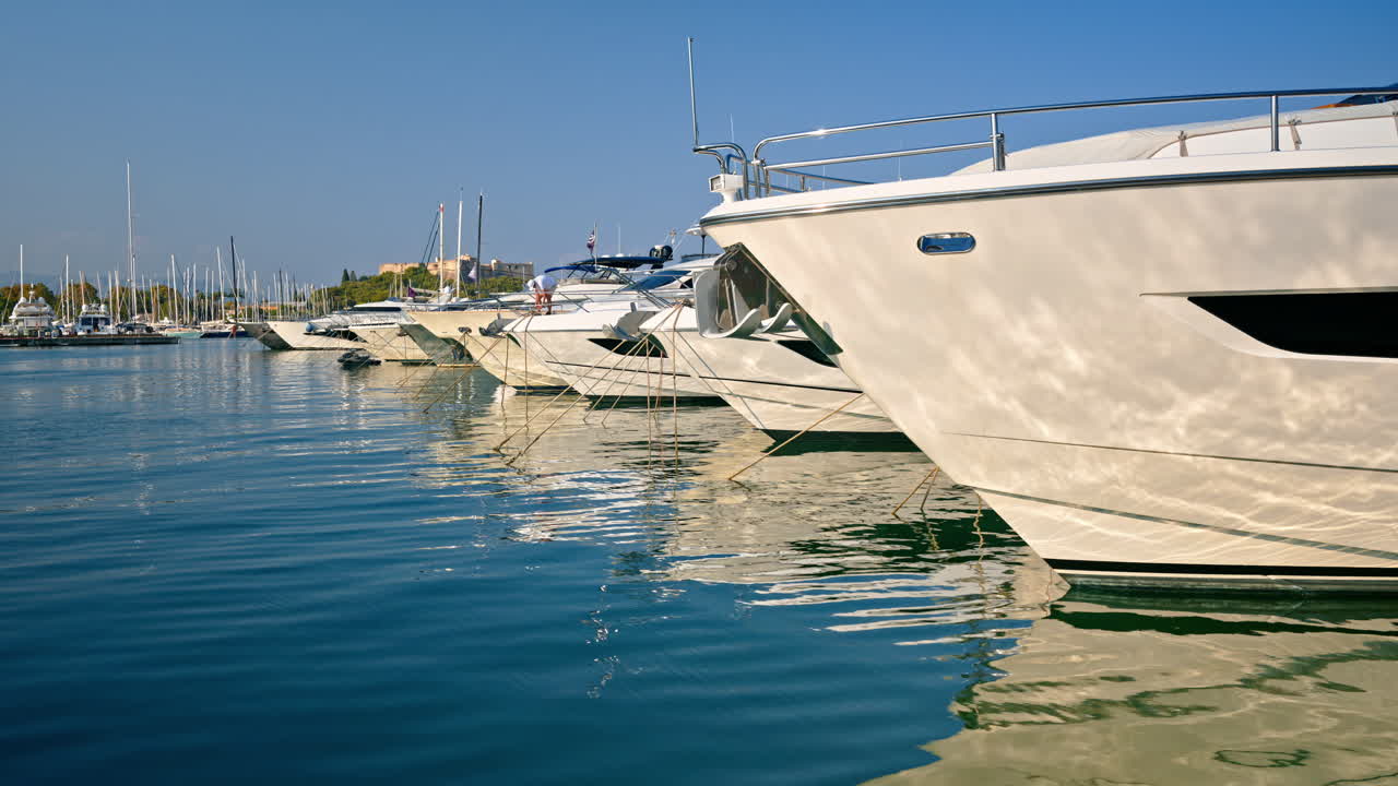 Boats docked in the Port Vauban in daylight in Antibes, France