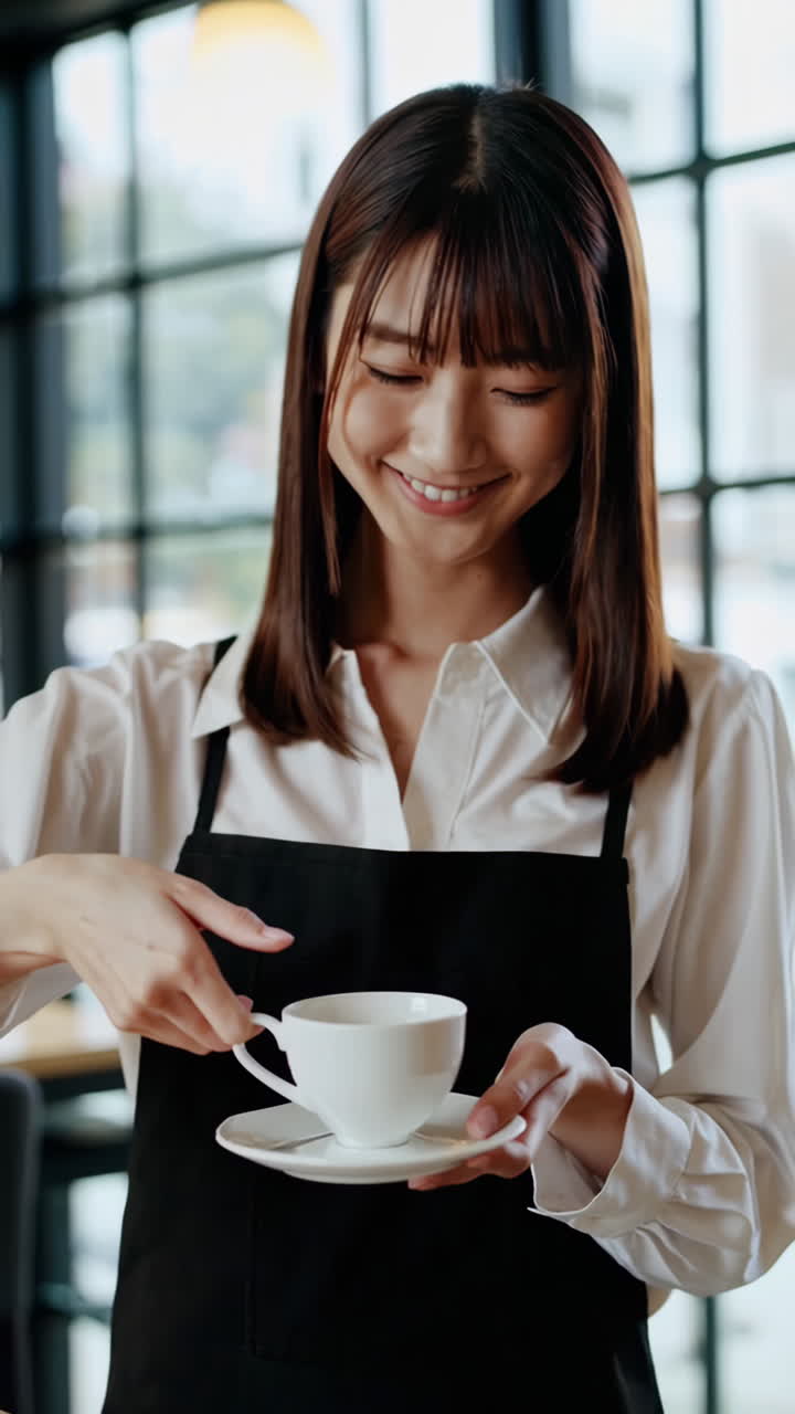 Barista che serve caffè