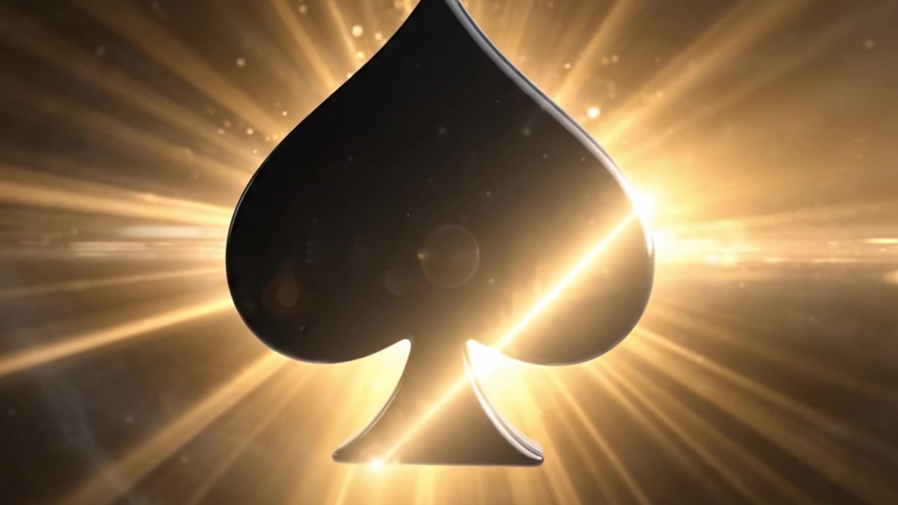 A Captivating Transformation of an Elegant Black Spade Symbol Surrounded by Dynamic Light and Motion, Illustrating Drama and Excitement in a Stylish Setting
