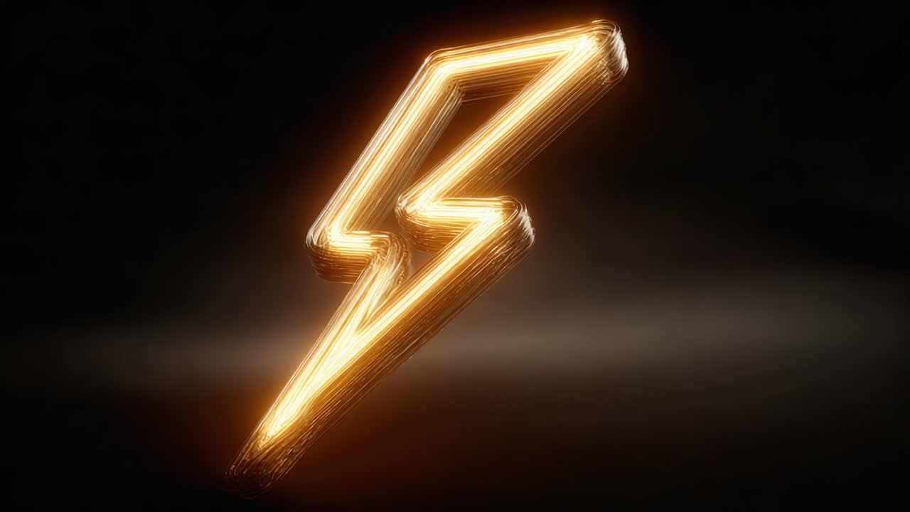 Dynamic Lightning Bolt Symbol Illuminates the Dark Background with a Glowing Effect, Representing Energy, Power, and Excitement Surrounded by a Mysterious Atmosphere