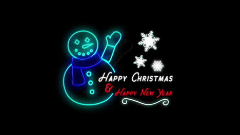 happy christmas & happy new year neon sign on black background