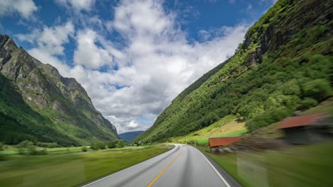 a drive on the e39 freeway in norway near byrkjelo