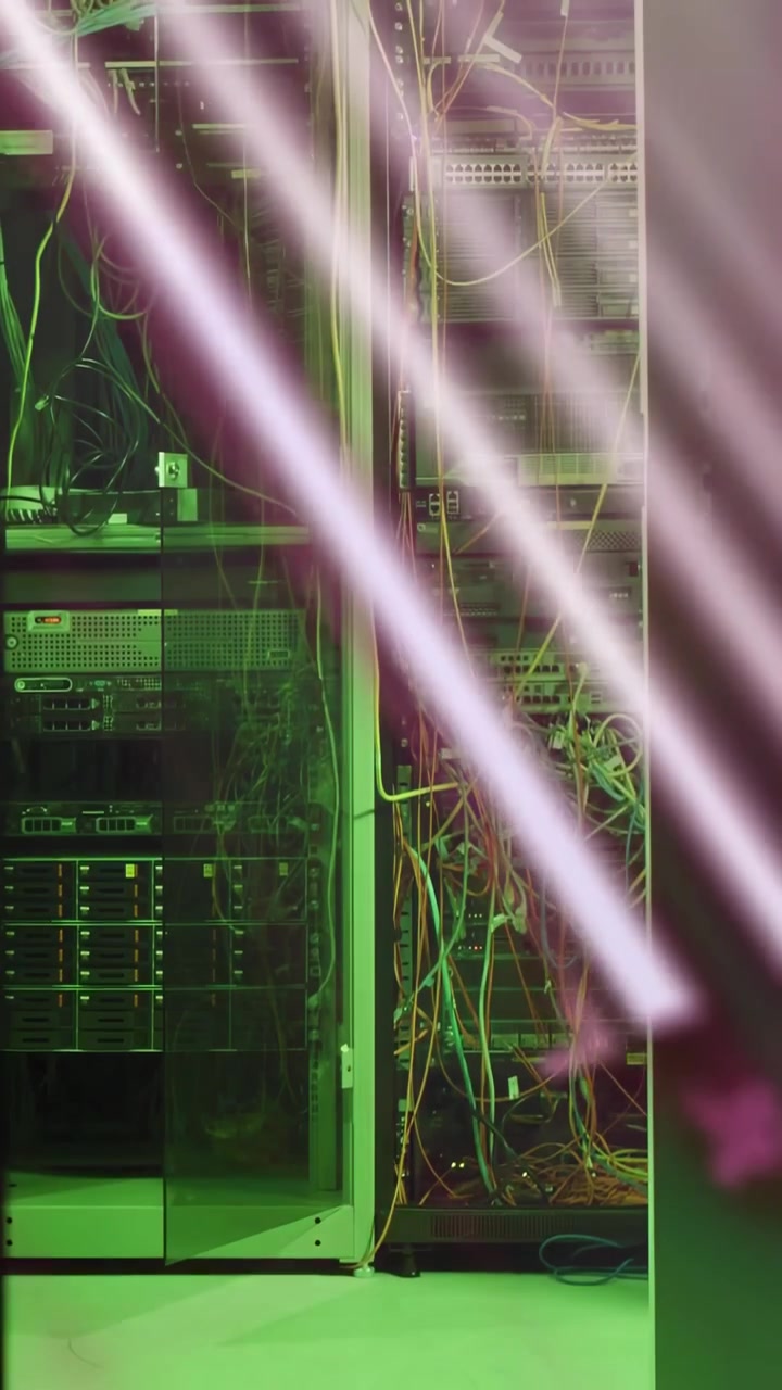 Vertikales Video: Rack bleibt still, Magenta-Überlagerungen erscheinen, Monate werden gescrollt, Nettodaten werden angezeigt.