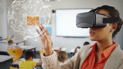 maestra usando gafas de realidad virtual