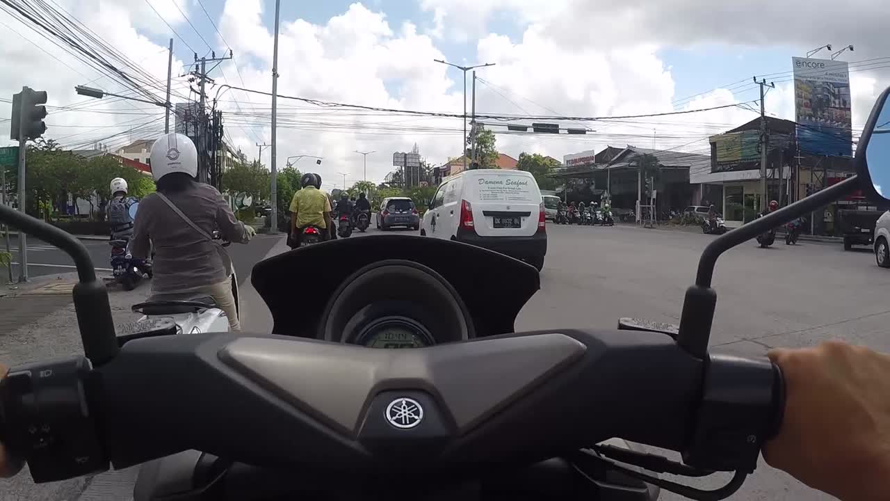 Road view from a motorcycle