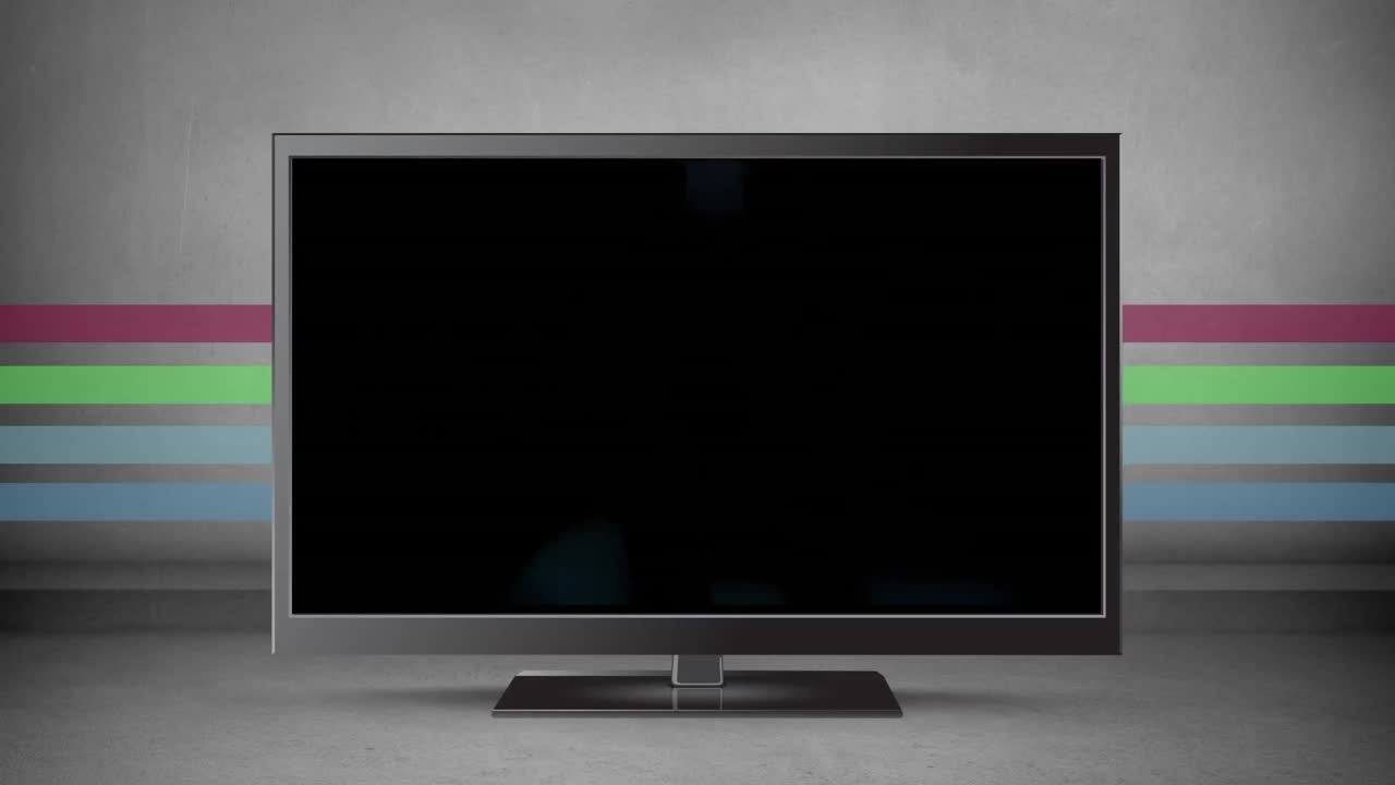 Flat screen television with graphs on its screen