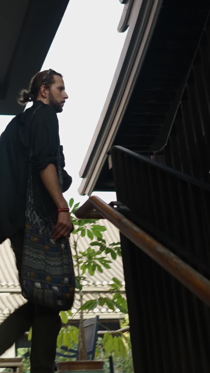 A man walking on the stairs