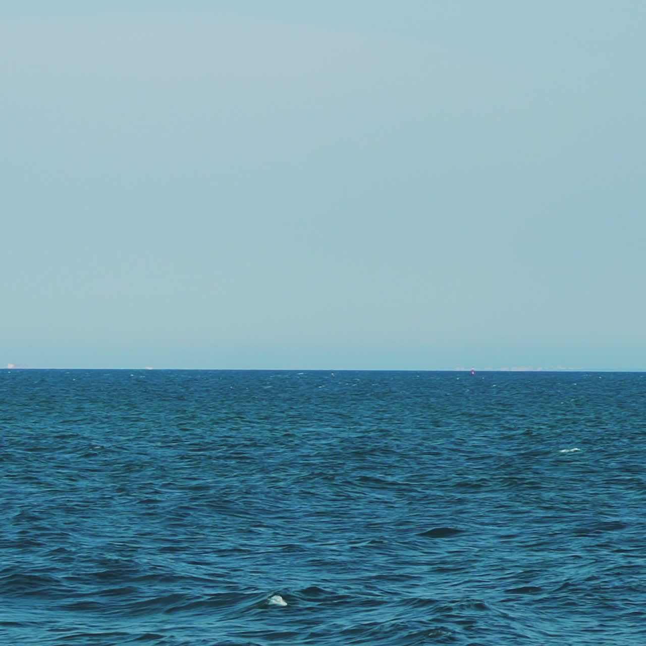 Sea with a sailboat on the horizon. Sea horizon.