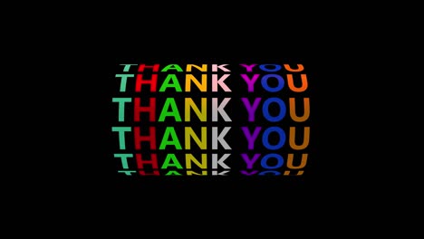 thank you. multicolored text typography. loop animation on black background advertising animated banner.