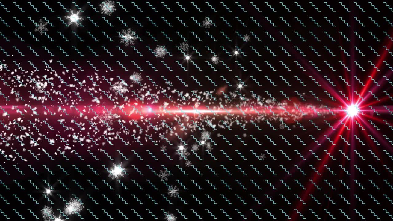 Bursting red beam gliding while white sparks clustering and drifting representing energy dispersion