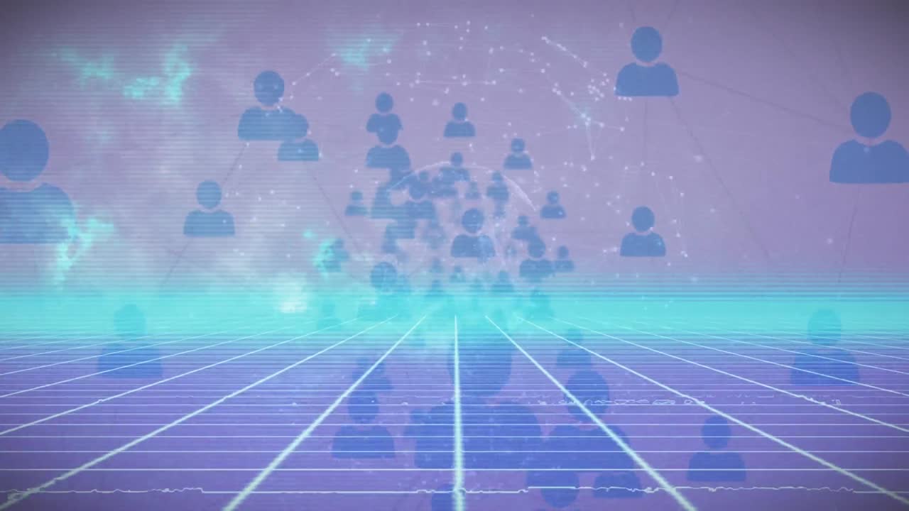 그리드를 통한 연결 네트워크의 애니메이션