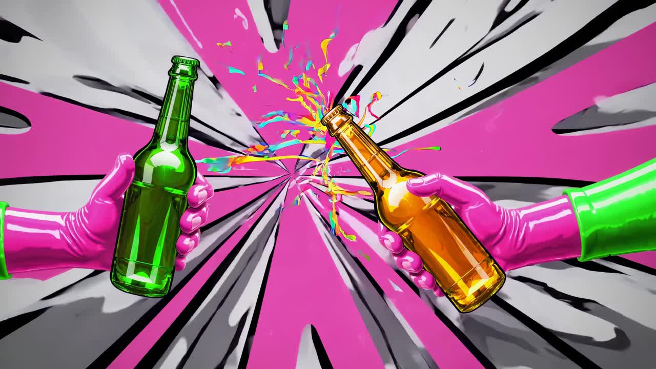 saludos con botellas de cerveza de colores