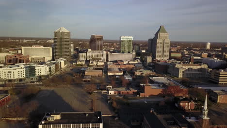 High-Aerial-shot-of-Greensboro-North-Carolina-Skyline