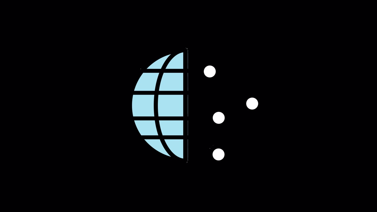 Animated Digital Globe Icon with Expanding Network and Data Points