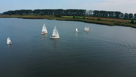 panoramic aerial shot of yachts on the river