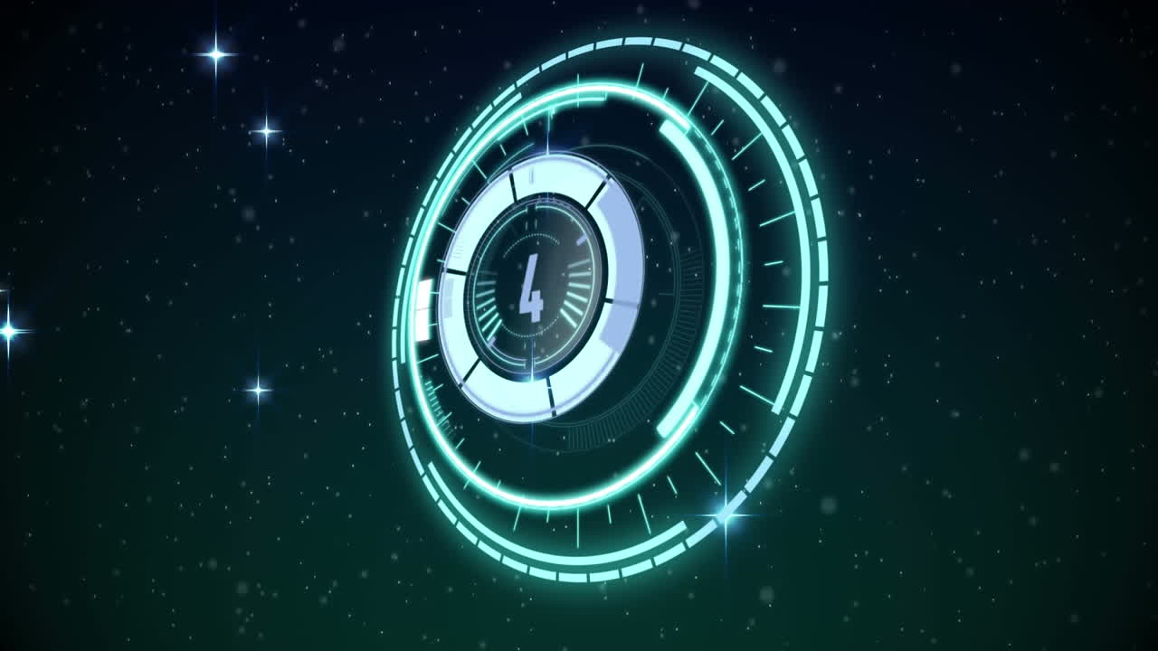 animación de la cerradura de la caja fuerte con cuenta atrás girando sobre estrellas brillantes sobre fondo negro